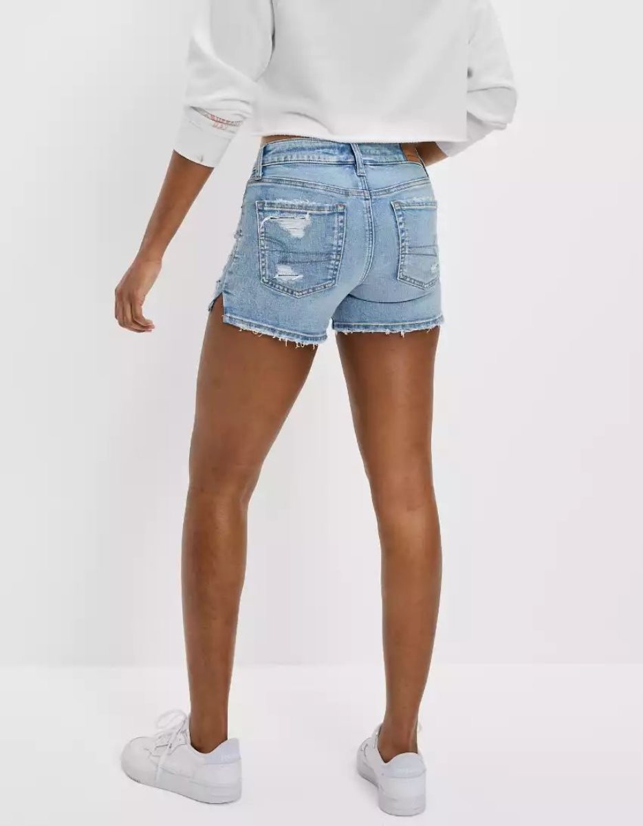 Shorts American Eagle AE Ne(x)t Level Denim Midi Indigo Clair Femme | XML-37449233